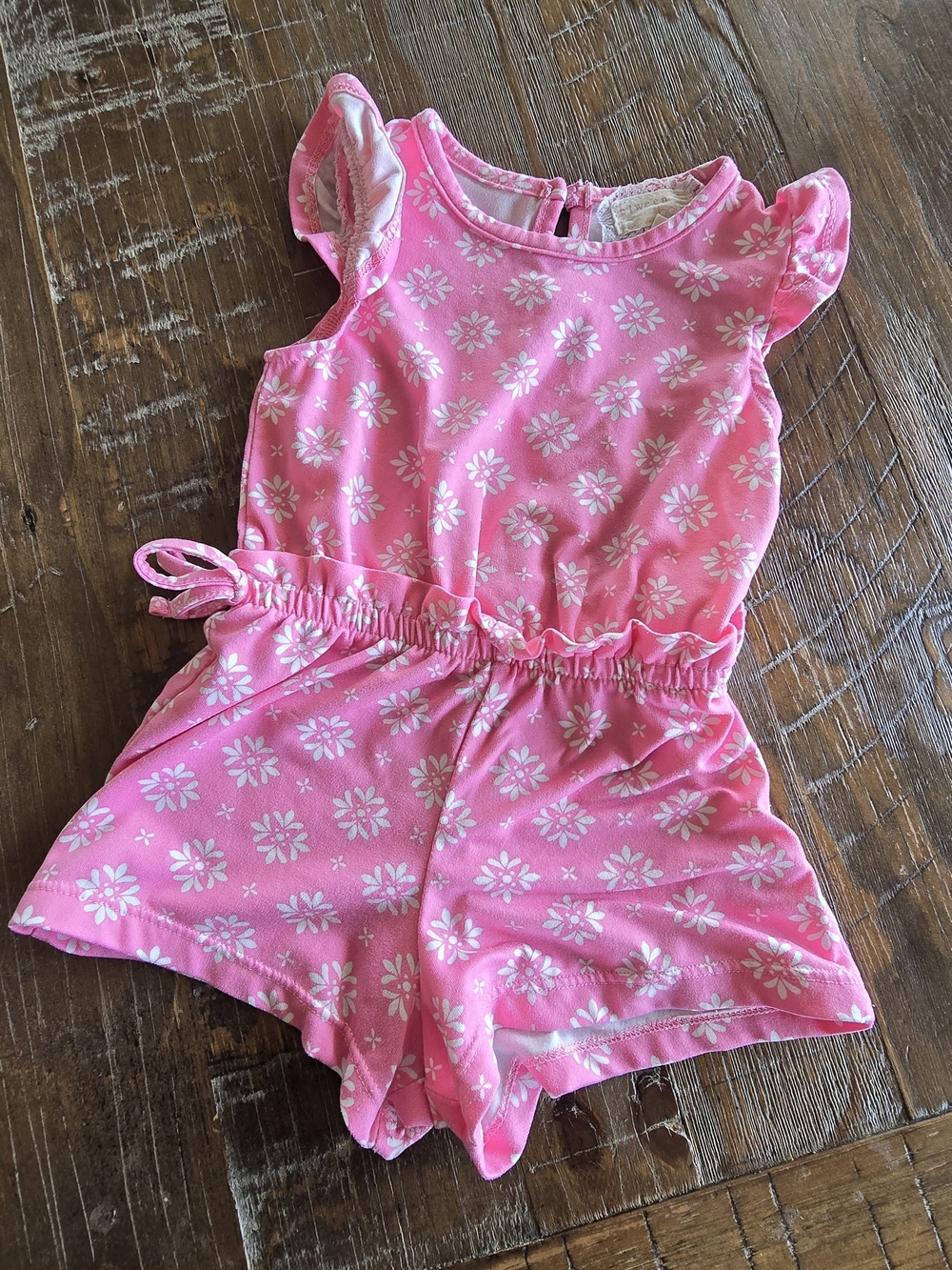 Pink Floral Girls' Romper